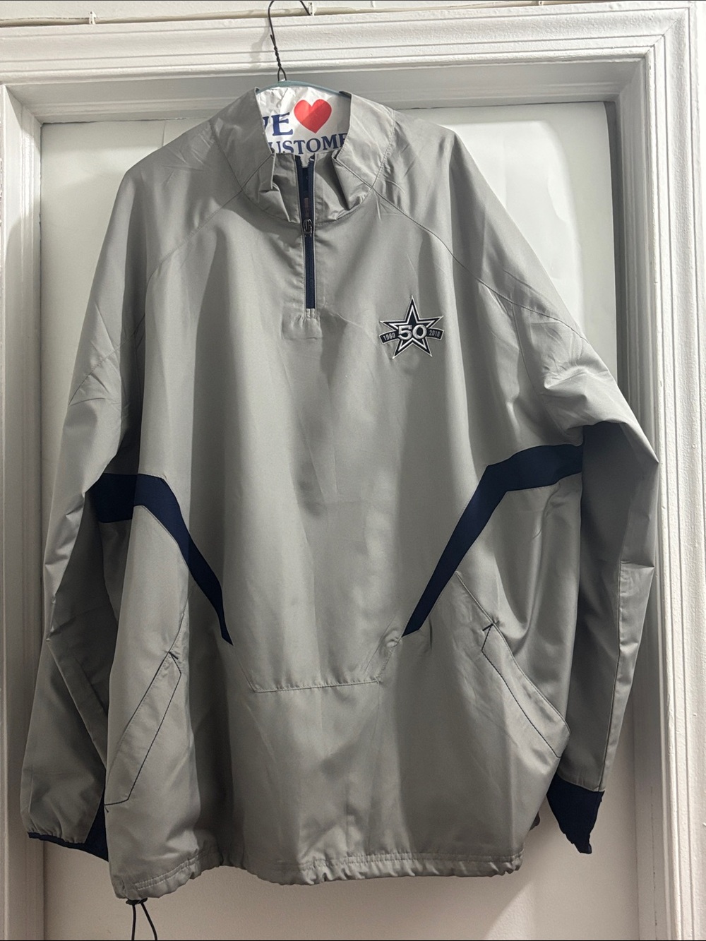 Reebok Gray and Navy Quarter-Zip Windbreaker Pullover